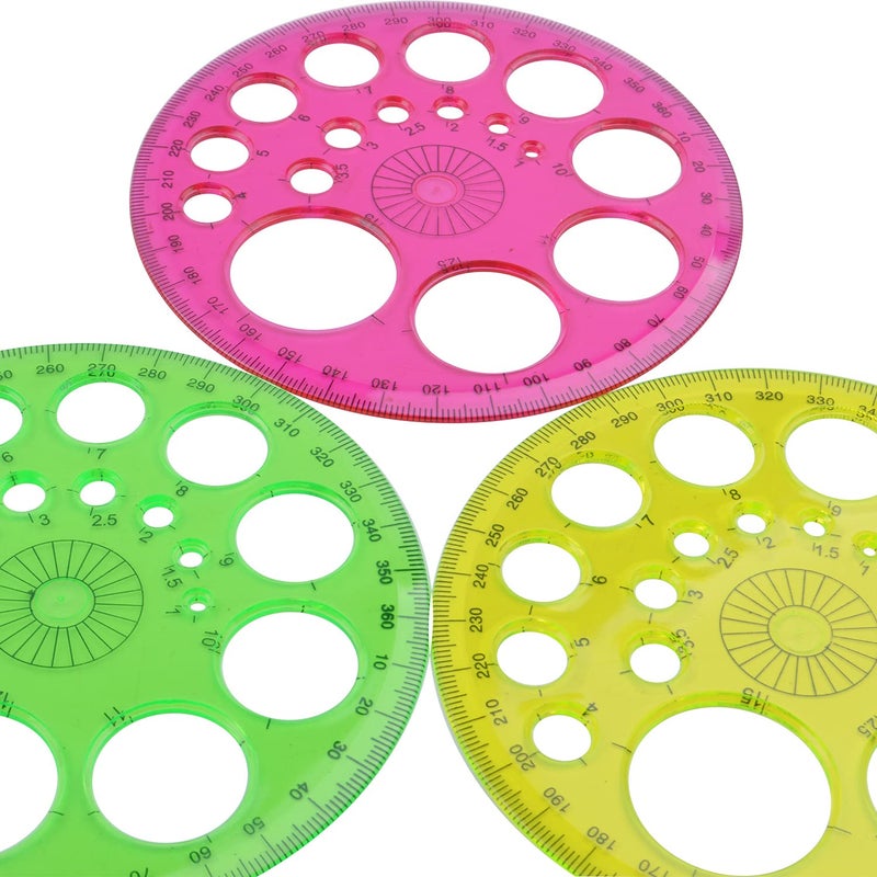 Aylifu 3 Pieces Plastic Template Ruler Circles Drawing Stencil Geometric Tool Multifunction for Office School Home - Image 4
